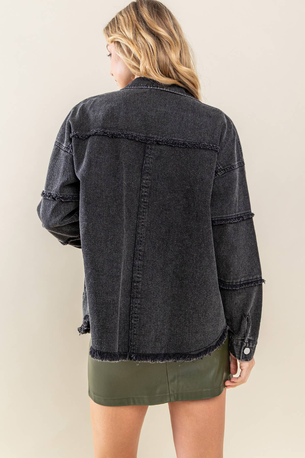 Black Western Washed Twill Shacket