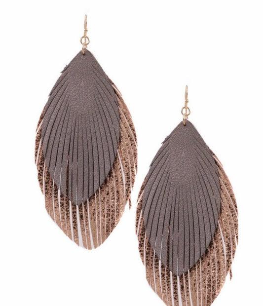Layered Feather Earrings
